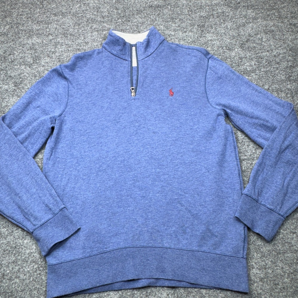 Polo Ralph Lauren Sweatshirt Mens Small Blue Performance 1/4 Zip Pullover Pony